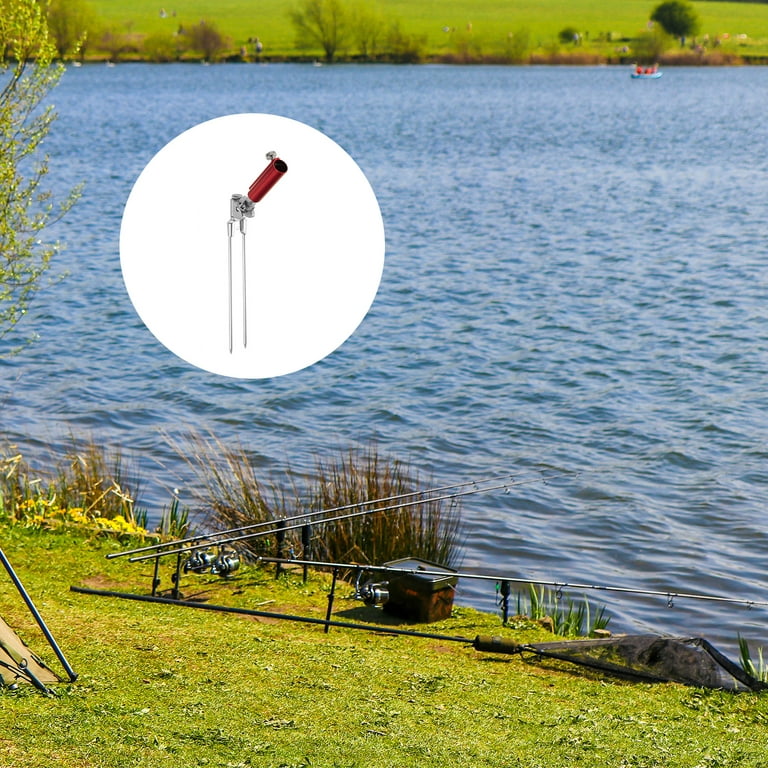 Uxcell Bank Fishing Rod Holders Fish Pole Ground Support Stand 360 Degree  Adjustable Red 