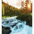 thumbnail image 3 of European Duvet Cover Set, River in Norway Sunrise Sunbeams Through Pine Trees Springtime Scenic, Decorative 3 Piece Bedding Set with 2 Pillow Shams, Calking Size, Apple Green Pale Blue, by Ambesonne, 3 of 3
