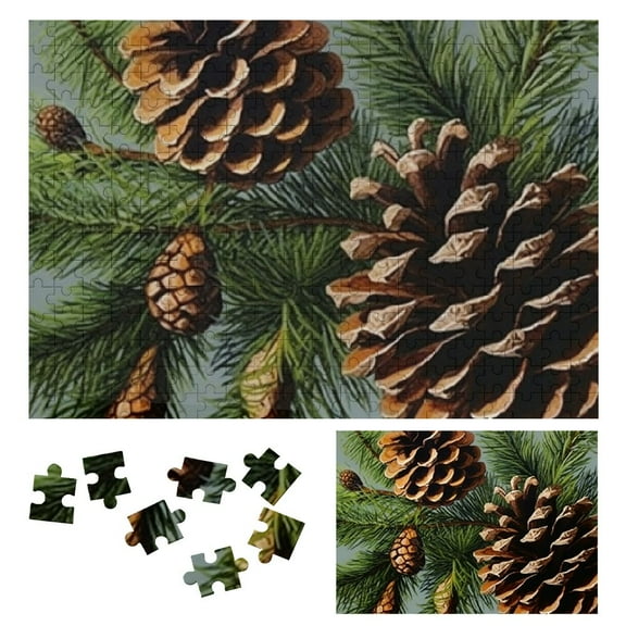 JRXY Pine Cones Branch Tree Wooden Jigsaw Puzzle Challenging Difficult Wood Puzzles for Adults 300 PCS