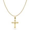 thumbnail image 1 of Ioka-14K Yellow Solid Gold Cross Charm Pendant with 0.9mm Wheat Chain Necklace - 16", 1 of 4