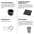 thumbnail image 4 of HEATGENE 6-Inches Square Shower Drain with Flat Cover, Stainless Steel Shower Floor Drain with Removable Quadrato Pattern Grate, Floor Shower Drain with Hair Strainer, Matte Black, 4 of 8