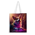 thumbnail image 1 of Corgi Bolso de tela con estampado de lienzo para mujer, bolsa de compras reutilizable y estética, con cremallera interior, regalo para mujer, 35 × 40 cm., 1 of 6