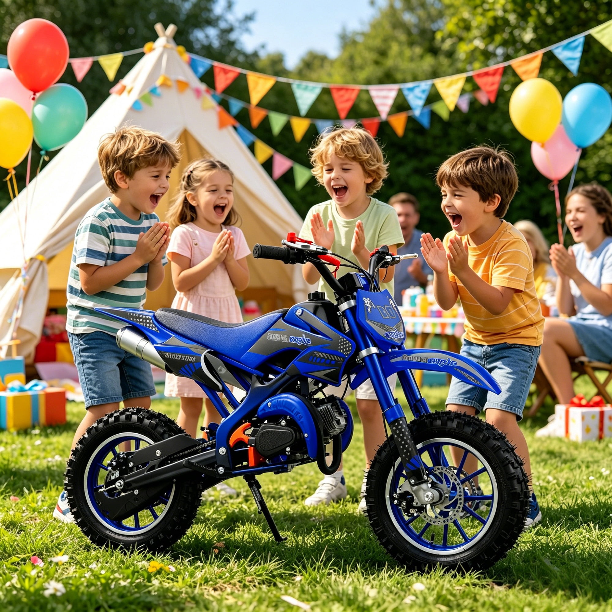 Gpower Gasoline 49cc Dirt Bike for Kids 6-15,2-Stroke Gas Power Mini Dirt Bike,1-Seater,Blue