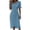 Blue, variant on Women's Button Front V-Neck Dress, Bubble Sleeve Design with Asymmetric Hem Casual Day Dress, Unique and Fashionable for Dates, Daily Outings, and Relaxed Style Blue