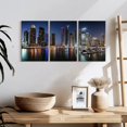 thumbnail image 3 of Elephant Stock Dubai Marina After Dark Wall Art - Horizontal Multi Panel Canvas - Living Room Wall Decor - City Multi Panel - Blue And Gray Decor By Scott Stulberg - 26" x 12", 3 of 8