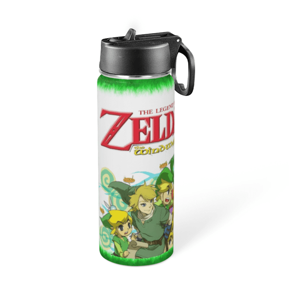 Insulated Stainless Steel for The Legend of Zelda Thermos Water Bottle With Straw and Handle for Kids Boys Girls Cup Sports Kettle For Gym 18oz