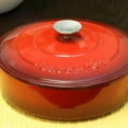 thumbnail image 3 of Crock-Pot Artisan 3.5 Quart Deep Enameled Cast Iron Cooking Saute Pan w/Lid, Red, 3 of 11