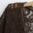 thumbnail image 6 of Olyvenn Womens Sexy Lace V Neck Long Sleeve Shirts Fashion Sheer Lace T-Shirt Casual Solid Color Bandage Tops Brown L, 6 of 6