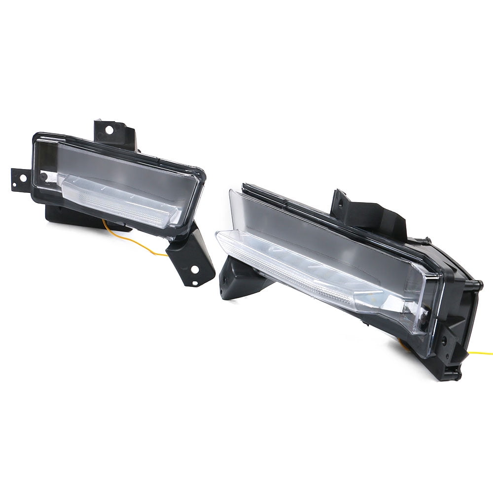 Ikon Motorsports Compatible with 16-18 Chevy Camaro SS DRL Fog Lights Lamps Clear W/ Amber Turning Signal 2Pc RH LH (Left + Right) 2016 2017 2018