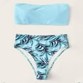 thumbnail image 6 of Ashirexll Swim Suits for Women 2024, Womens Bathing Suits, Fashion Split High Waist Printed Sexy Tube Bikini Swimsuit Beachwear Blue L, 6 of 8