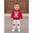thumbnail image 4 of BemeyourBBs Toddler Baby Boys Girls Valentines Day Outfit Spring Fall Winter Clothes Mommy is My Valentine Letters Printed Long Sleeve Pullover Sweatshirt Jogger Pants Set Sweatsuit, 4 of 9
