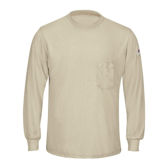 Bulwark Long Sleeve Lightweight T-Shirt - Long Sizes SMT8L Khaki 2XLT