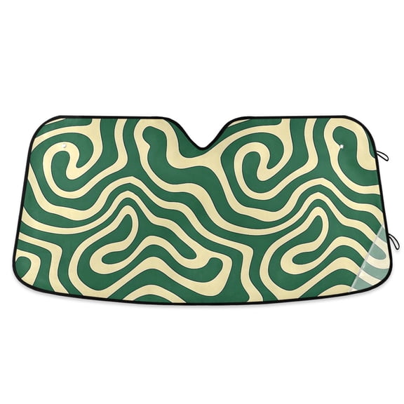 ALAZA Cream Green Swirly Pattern Car Windshield Sun Shade Foldable UV Ray Sunshade Visor Protector 55 x 27.6in