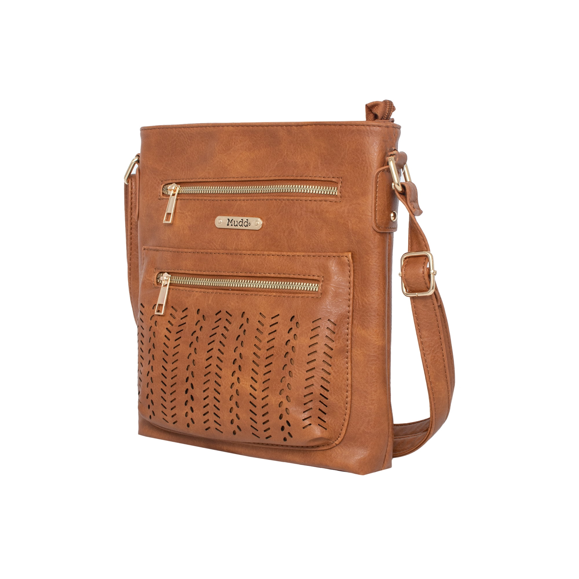 【Praying】25fw Brown Women Suffer Too Bag Mudd Women's Vegan Leather Cognac Perforated Cross Body With