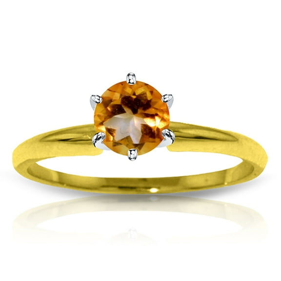 Galaxy Gold 14K Solid Gold 0.65 Carat Natural Citrine Solitaire Ring for Women - Yellow Gold Fine Jewelry