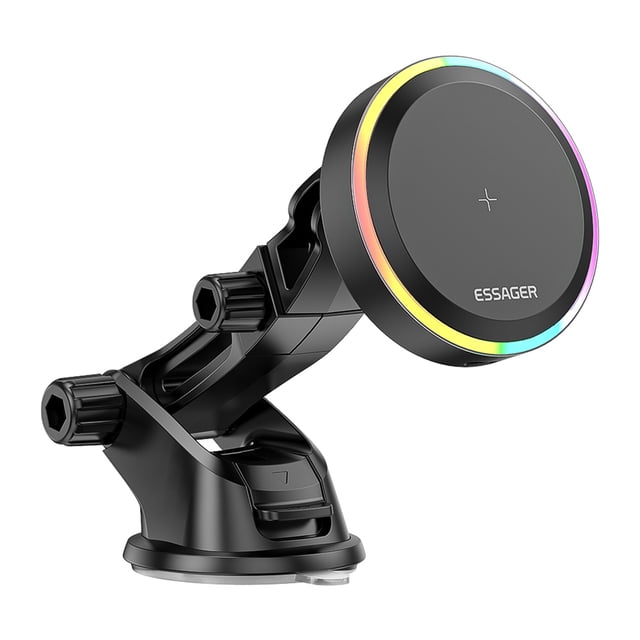 Soporte magnético para cargador de coche Wdftyju RGB 15W ventosa para teléfono