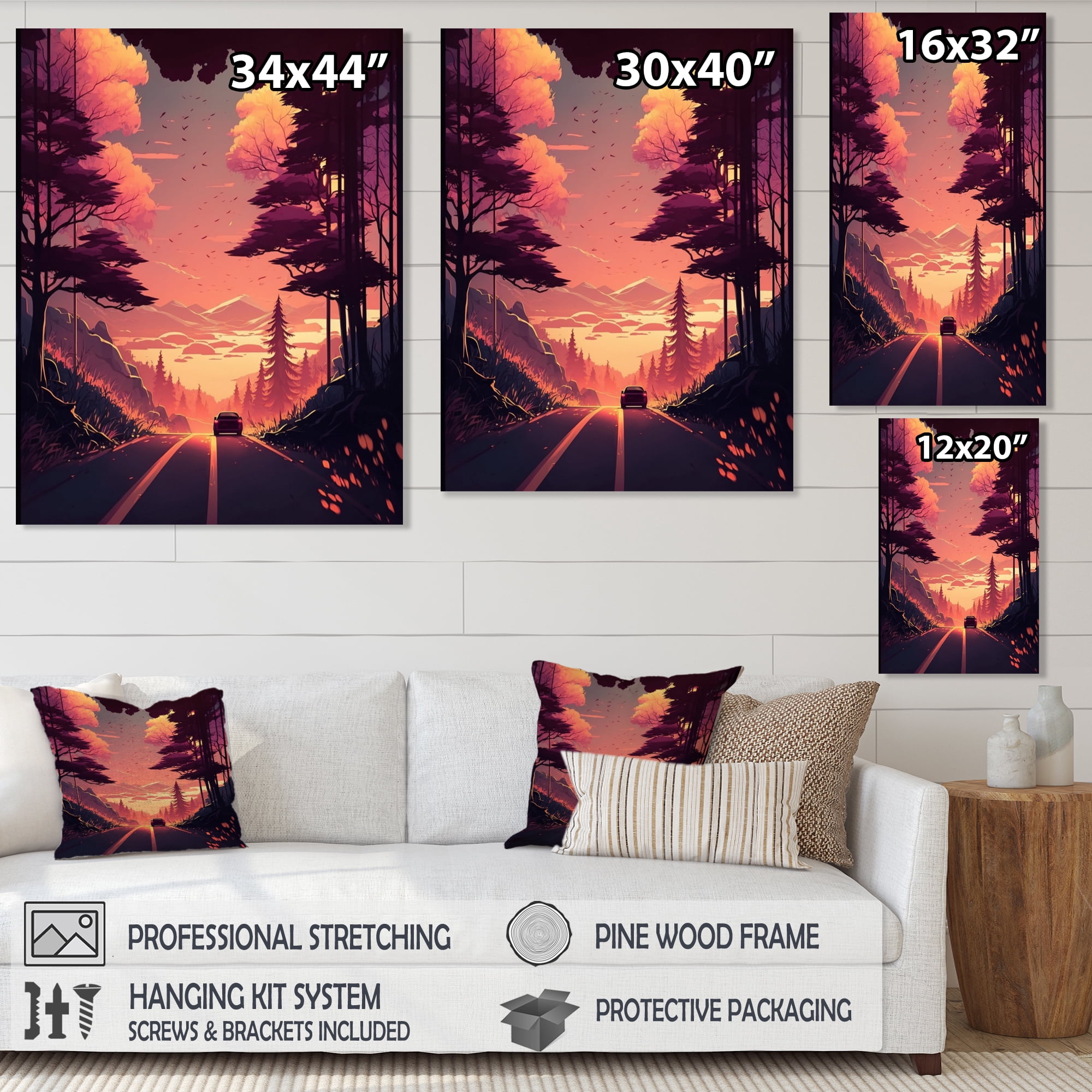 Designart Road To The Sunset IV Canvas Wall Art