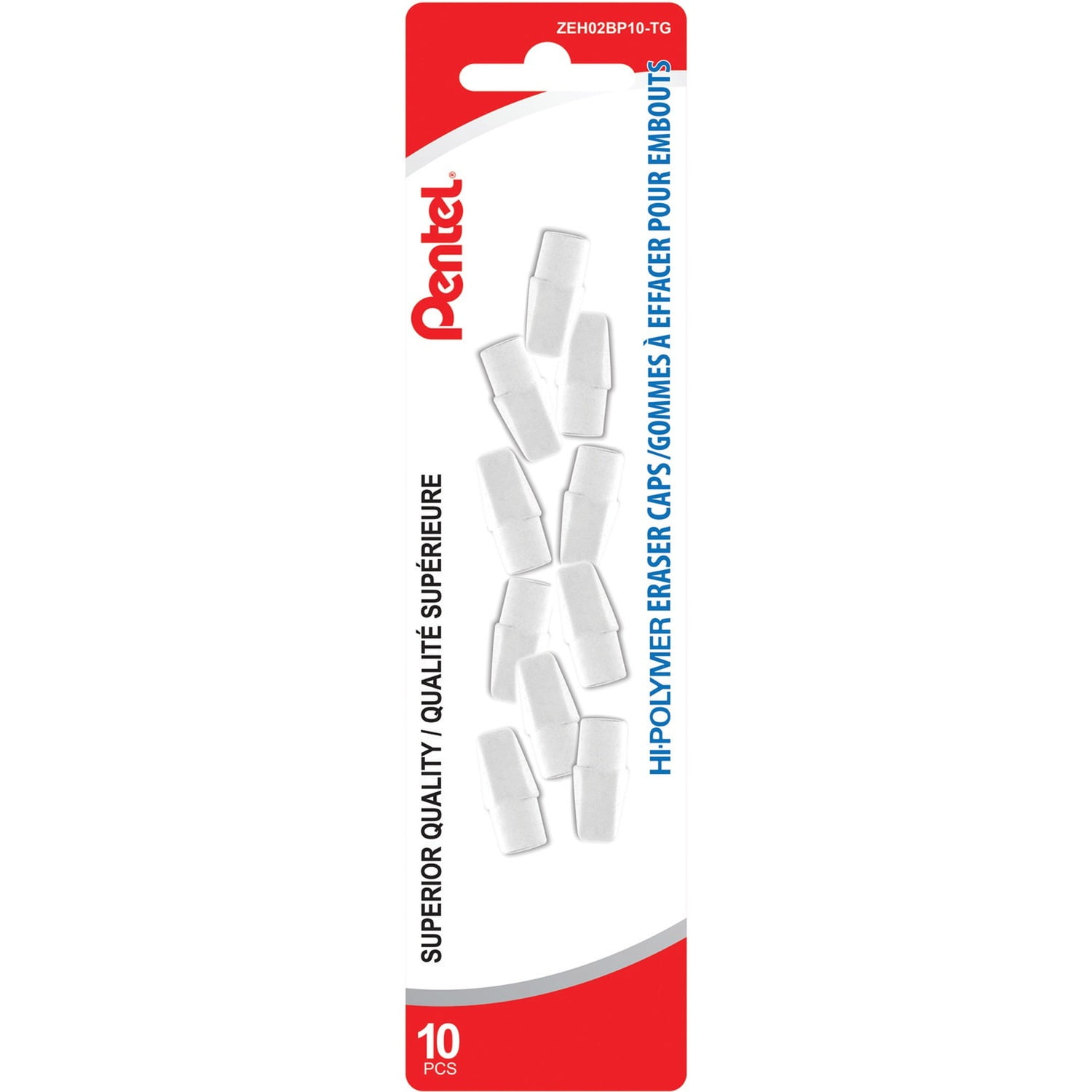 Pentel Hi-polymer Eraser Caps Non-abrasive Pack of 10 ZEH02BP10 for sale online 