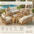 thumbnail image 3 of CHITA 5-Piece Patio Conversation Set, Aluminum Wood-Grain Outdoor Furniture with Sofa & Loveseat, 6.3" Thick Olefin Cushions, Cream, 3 of 7