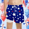 thumbnail image 2 of WERYOUNG Boys Girls Swim Shorts Summer Fashion Independence Day Star Printed Elastic Waist Drawstring Stretch Swim Trunks With Liner Stylish Beach Pool Shorts,Blue,10-12 Years, 2 of 4