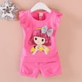 thumbnail image 2 of NOLDARES Toddler Baby Girl Summer Outfits Sleeveless Tshirt Tops Shorts Set Cute Summer Clothes(Hot Pink,18-24 Months), 2 of 6