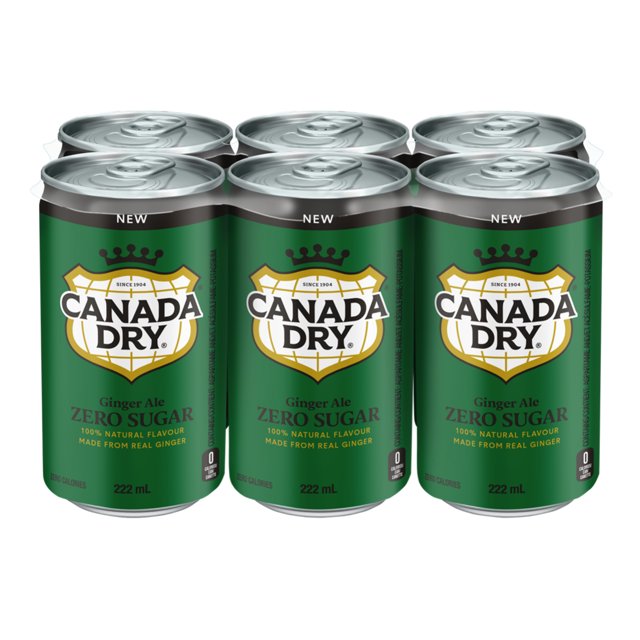 Canada Dry Zero Sugar Ginger Ale Cans, 222 mL, 6 Pack - Walmart.ca