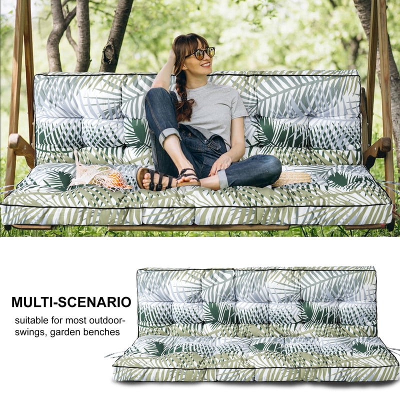 Outdoor Porch Swing Replacement Cushions, Waterproof Bench Chair cushion, 2-3 Seater Patio Swing cushion with Backrest and Ties, 4" thick