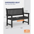 thumbnail image 2 of WINSOON All-Weather HIPS Outdoor Garden Bench, 56" Adirondack Outdoor Patio Bench -Black, 2 of 7
