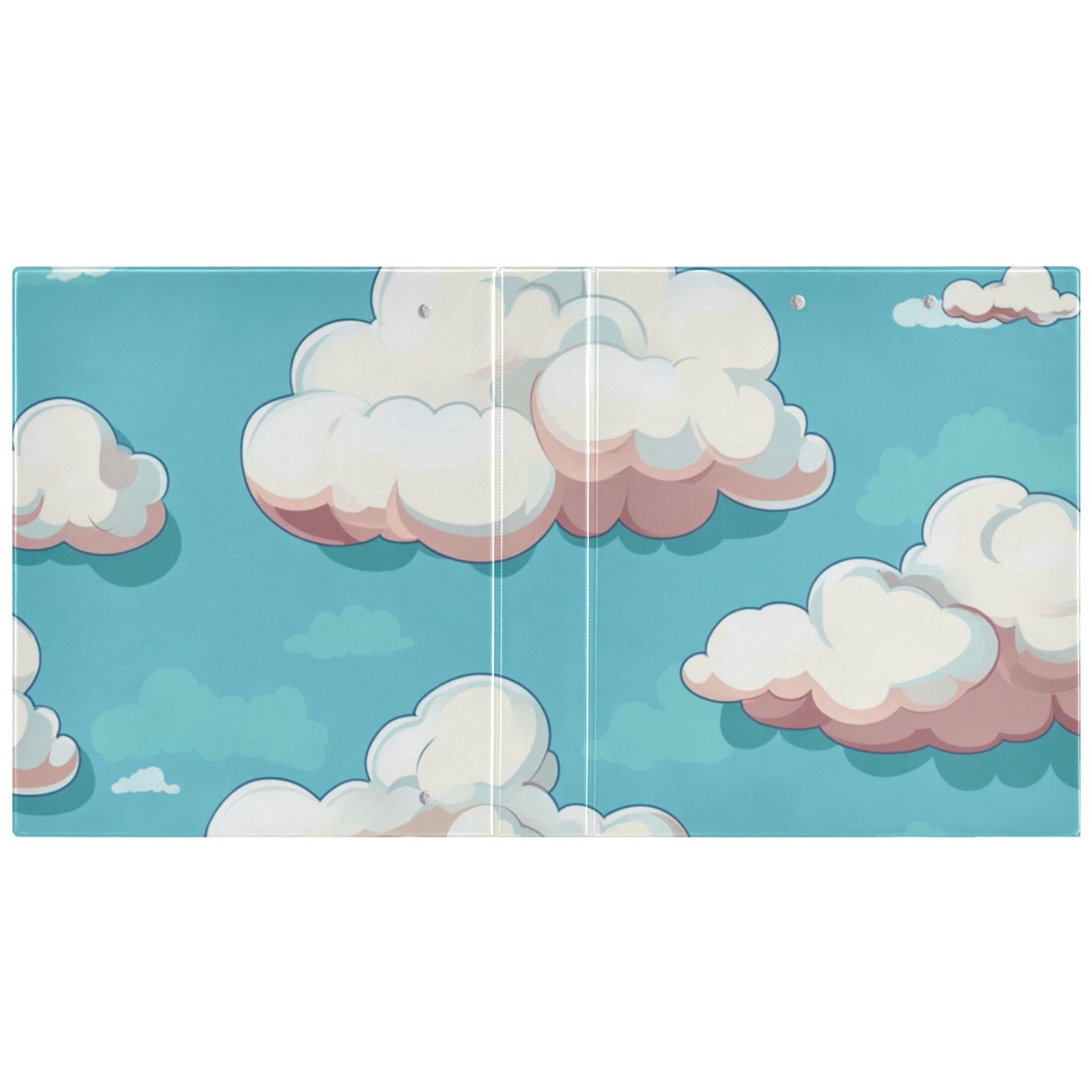 Cartoon Clouds 3 Ring Binders 1.5 inch Hardcover File Folders with Interior Pockets A4 Size Organizer for School Office Hospital