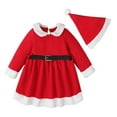 thumbnail image 2 of gcong Baby Girls Boys My 1st Christmas Outfits, Newborn Infant Xmas Santa Clothes Bodysuits Long Sleeve Striped Pants Sets Romper Outfit Red, 2 of 9