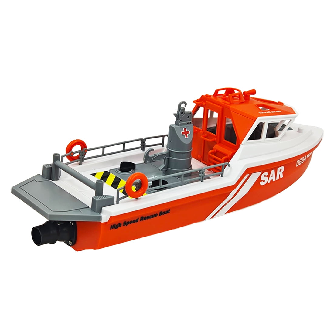 1/32 Scale RC Rescue Boat Model, High-Speed Water Rescue Vessel with Water Cooling & Capsize Reset, 2.4G Mini RC Boat for Adults, Orange White