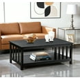 thumbnail image 4 of Mission Style Coffee Table, Black Wood with Lower Storage Shelf, 40 Inch Living Room Table, 4 of 5