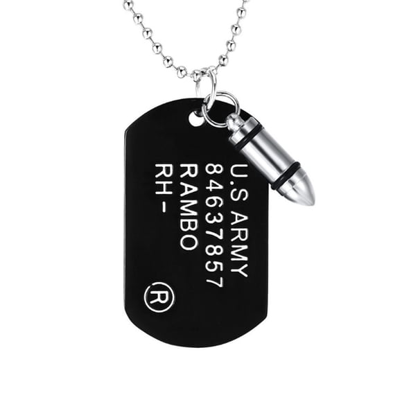 Minkissy Fashionable Black Pendant Necklace for Men Unique Dog Tag Shape Design