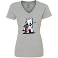 thumbnail image 3 of Inktastic US Flag Westie Women's V-Neck T-Shirt, 3 of 5