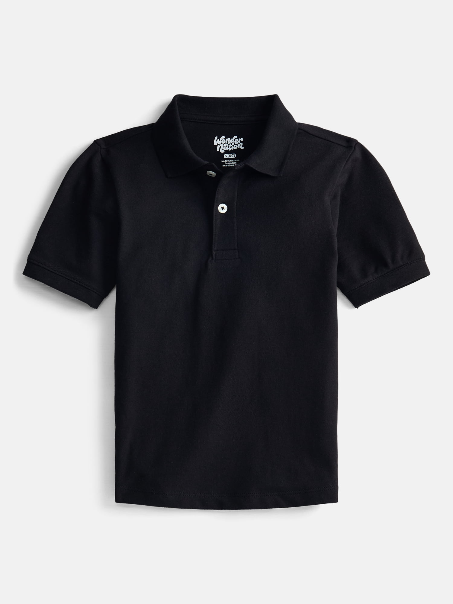 Wonder Nation Boys School Uniform Short Sleeve Pique Polo Shirt, 2-Pack, Size 4-18 & Husky