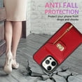 thumbnail image 6 of Decase Zipper Wallet Case for iPhone 14, Crossbody Luxury PU Leather Shockproof Adjustable & Detachable Shoulder Strap with Card Slot Phone Case Cover, red, 6 of 8