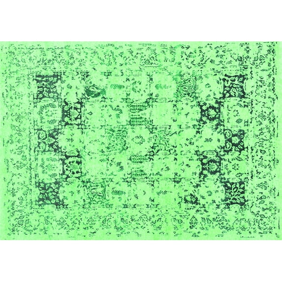 Ahgly Company Indoor Rectangle Oriental Green Industrial Area Rugs, 5' x 8'