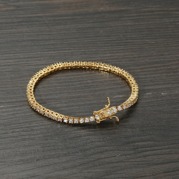 2mm Bling Iced Out tennis 14K Yellow Gold bracelet 7inch 6inch Bracelet CZ Jewelry