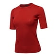 thumbnail image 2 of A2Y Women's Basic Casual Colorful 1/2 Sleeve Knit Pullover Sweator Top Red S, 2 of 6