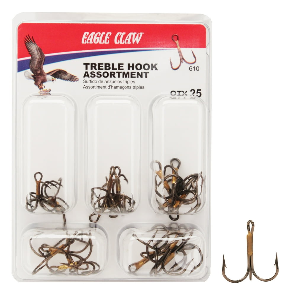 Eagle Claw 610H Treble Hook Assortment, Assorted Sizes - Walmart.com ...