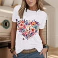 thumbnail image 2 of Women Summer Tops Women Summer Casual Fashion Round Neck Short Sleeve Flower Print TShirt Top Ladies Tops 5x Shirts And Fashion Lady Pullover Top Workout Tee Womens plus Size Athletic Tees Pink M, 2 of 4