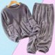 thumbnail image 3 of Conjunto de pijama grueso y cálido para mujer, jersey de color liso con cuello redondo, para niñas, mujeres, amantes y madres, 3 of 3