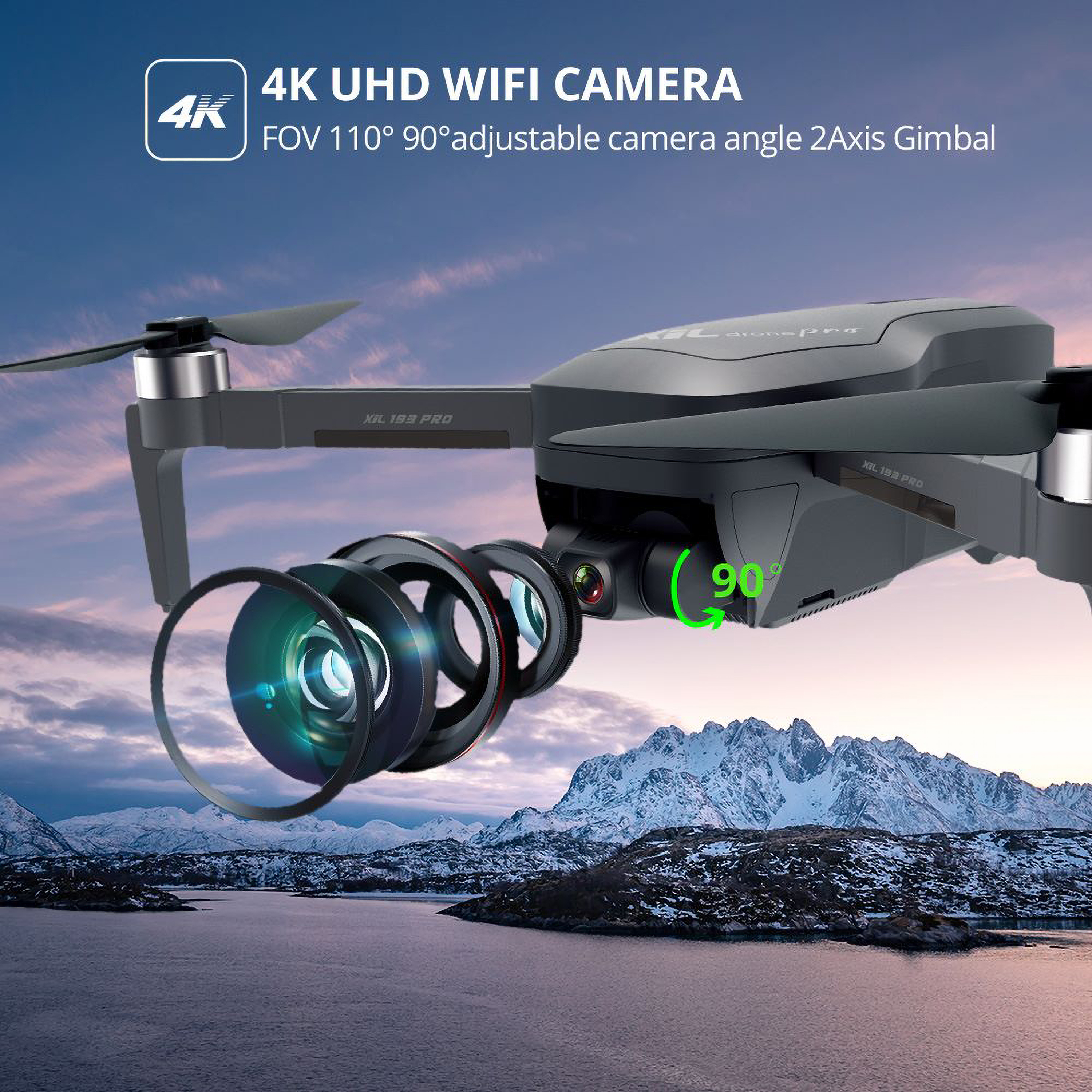 Holy Stone Foldable GPS Drone 4K FHD Camera 2 Axis Anti-Shake Gimbal Drone for Beginners with Brushless Motor 5G Wi-Fi Transmission, Black