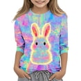 thumbnail image 2 of Cowsor Tween Boys Girls Easter Graphic Printed 3/4 Sleeve Crew Neck Basic Tee Lightweight Casual Layering Top for Kids, 2 of 5