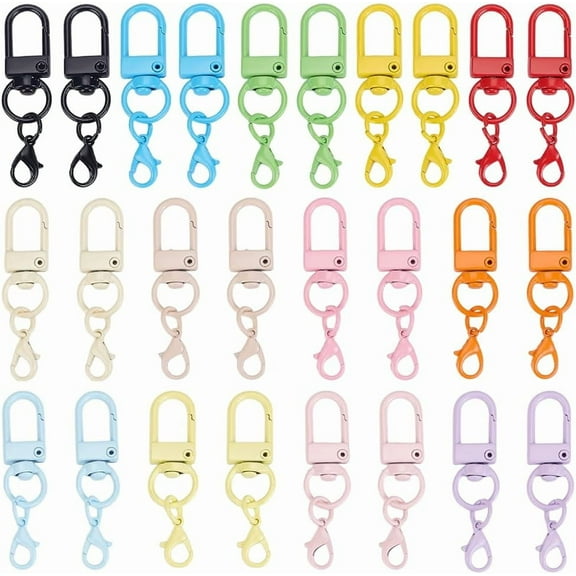 30 Pcs Colorful Double Lanyard Swivel Snap Hooks Alloy Lobster Claw Clasps Heavy Duty Key Chain Hooks with Key Rings DIY Accessories for Bag Key Chains Connector Jewelry Making
