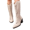 thumbnail image 3 of Women's Knee High Boots Back Zipper Cut-Out Chunky Heel Fall Fashion Tall Boots, 3 of 7