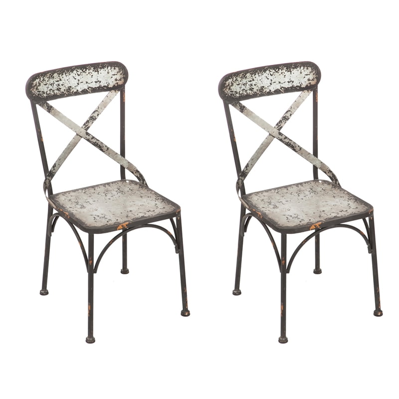 Galvanized Metal Chairs, Set of 2