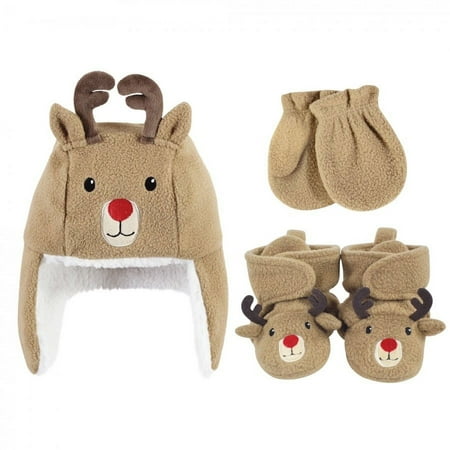 UPC: 0660168520972 | Hudson Baby Infant Boy Trapper Hat Mitten and Bootie Set Reindeer 18-24 Months