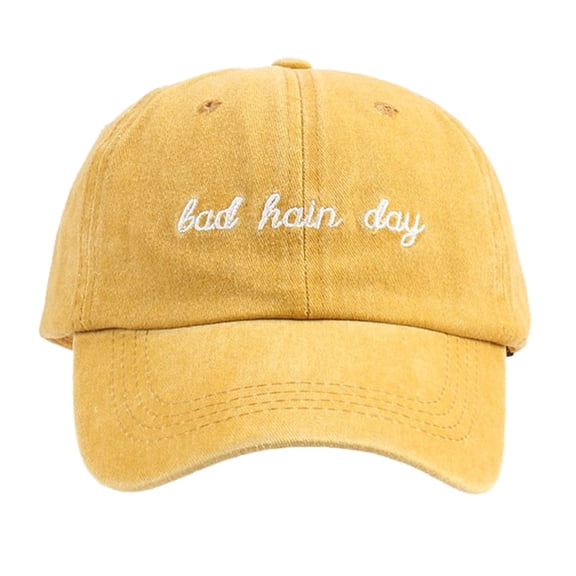 Womens Baseball Cap Adjustable Soft Plain Hip Hop Trucker Cap Retro Washed Wide Curved Brim Casual Outdoor Travel Sun Protection Cap Yellow