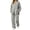 Gray, variant on Women's 2 Piece Outfits Button Down Jacket High Waisted Wide Leg Pants Matching Fleece Sweatsuit Set with Pockets